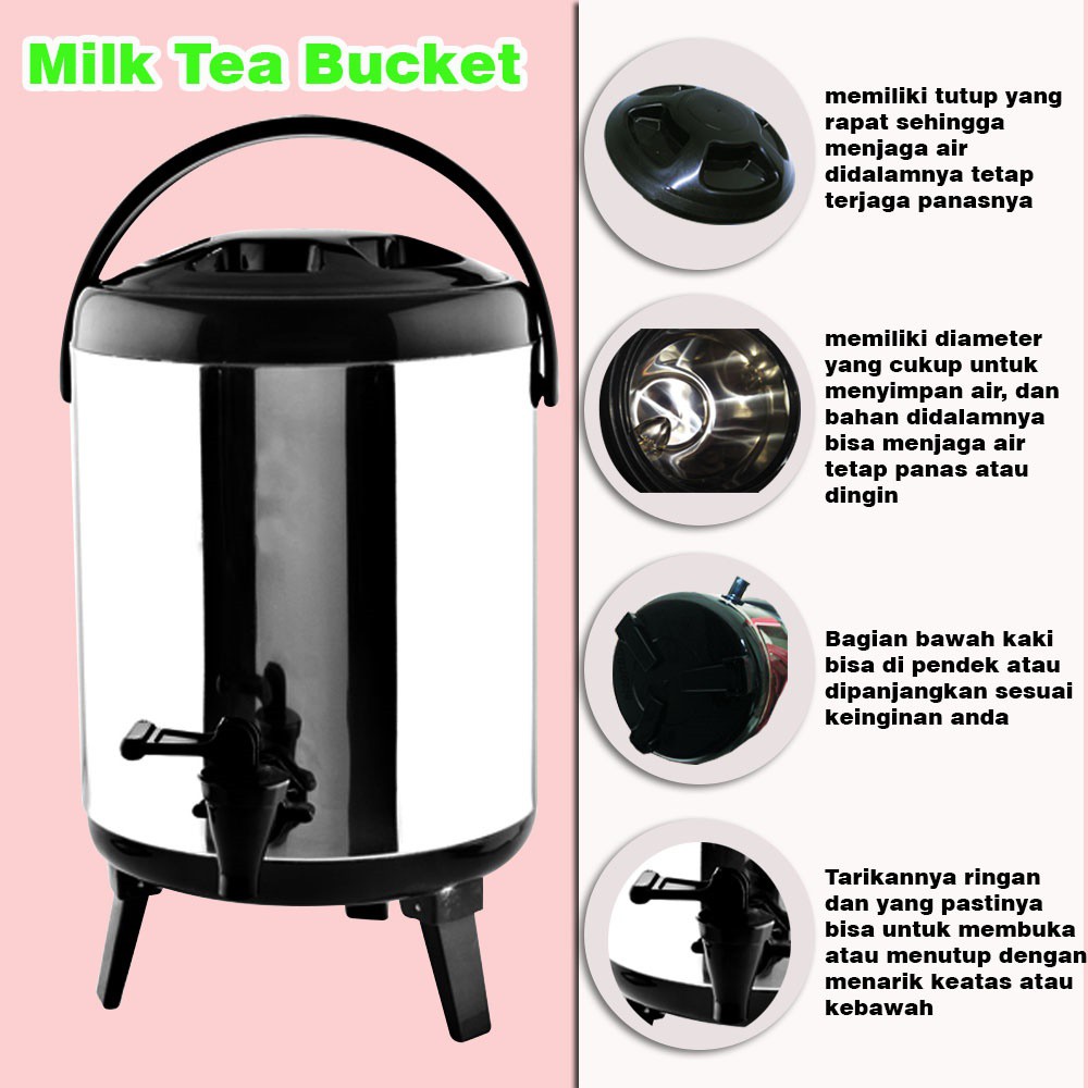 Water Jug Milk Tea Bucket stainless steel 10L - Drink Jar / Tempat Minum / Water Drink