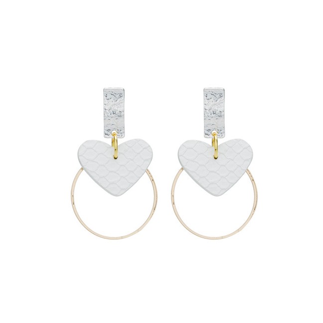 LRC Anting Tusuk Fashion Heart Shape Alloy Geometric Earrings F97064