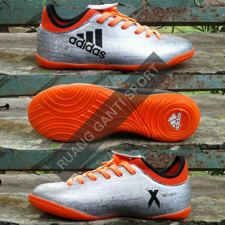 Sepatu Futsal Sepatu futsal anak / kids Adidas X'16.3 TECHFIT silver (bukan messi) Terlaris