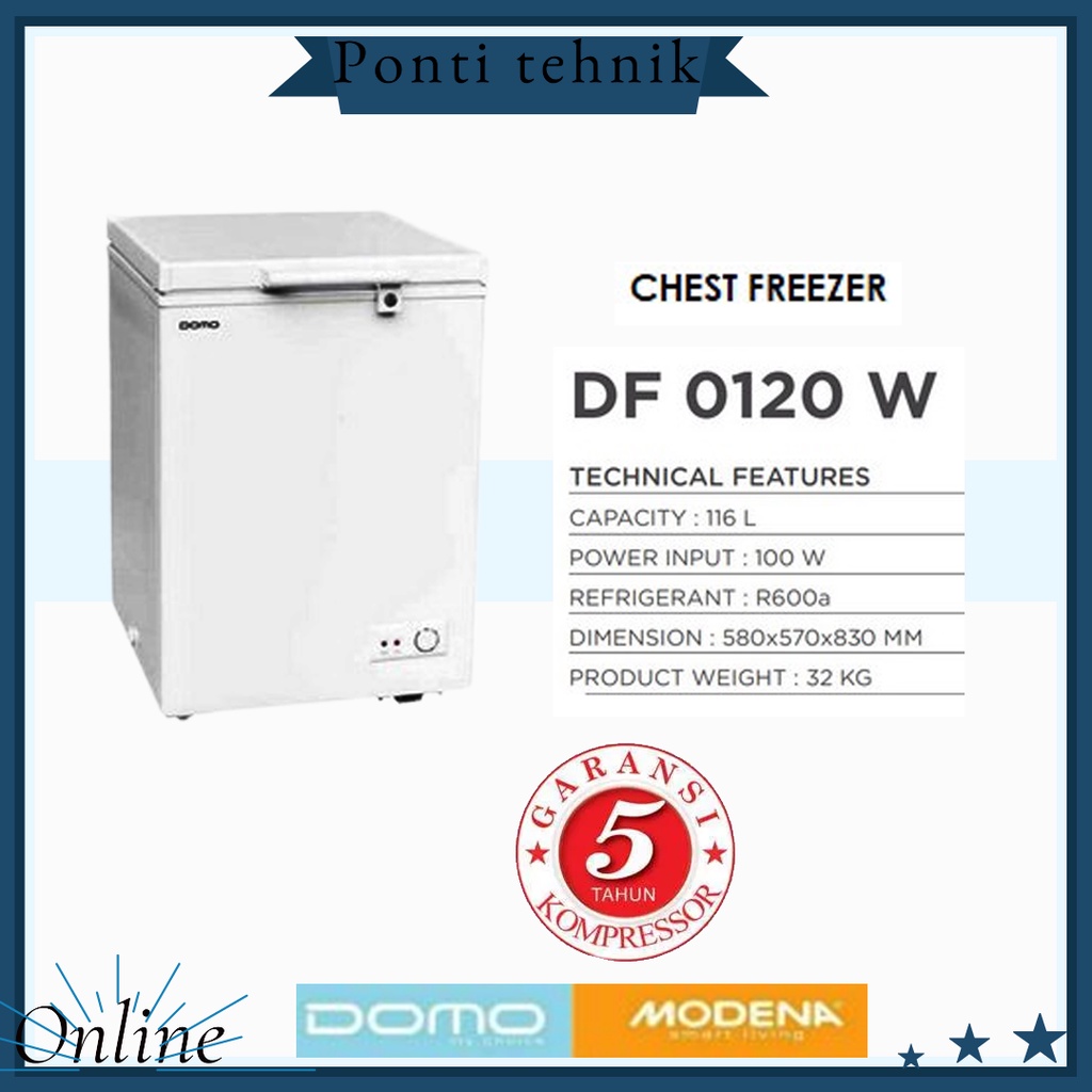 CHEST FREEZER DOMO BY MODENA TYPE DF 0120 W/FREEZER BOX