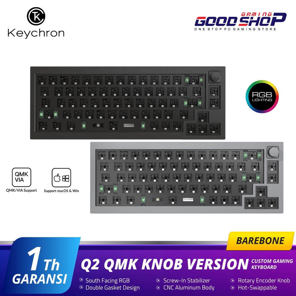 Keychron Q2 QMK 65% Knob Version BAREBONE Custom Mechanical Keyboard