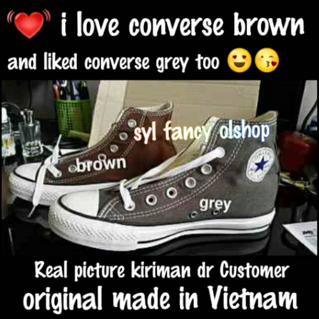 Sepatu Converse All Star Hi/High Basic Grey Brown Converse Shoes Sneakers Unisex