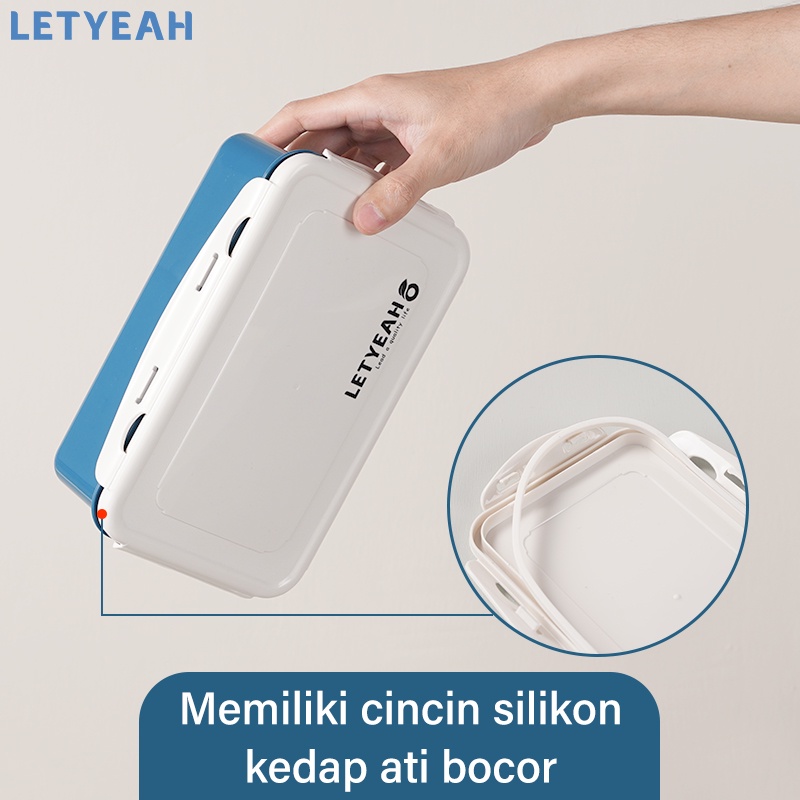 letyeah 1100ml Kotak bekal makan 2 sekat /lunch box set anti tumpah botol minum 360ml /BPA free