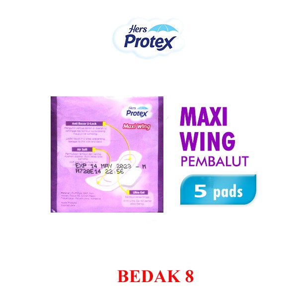 Hers Protex Maxi Wing 23 cm 5 pads/ Pembalut Wanita Hers Protex Wings 5 pads