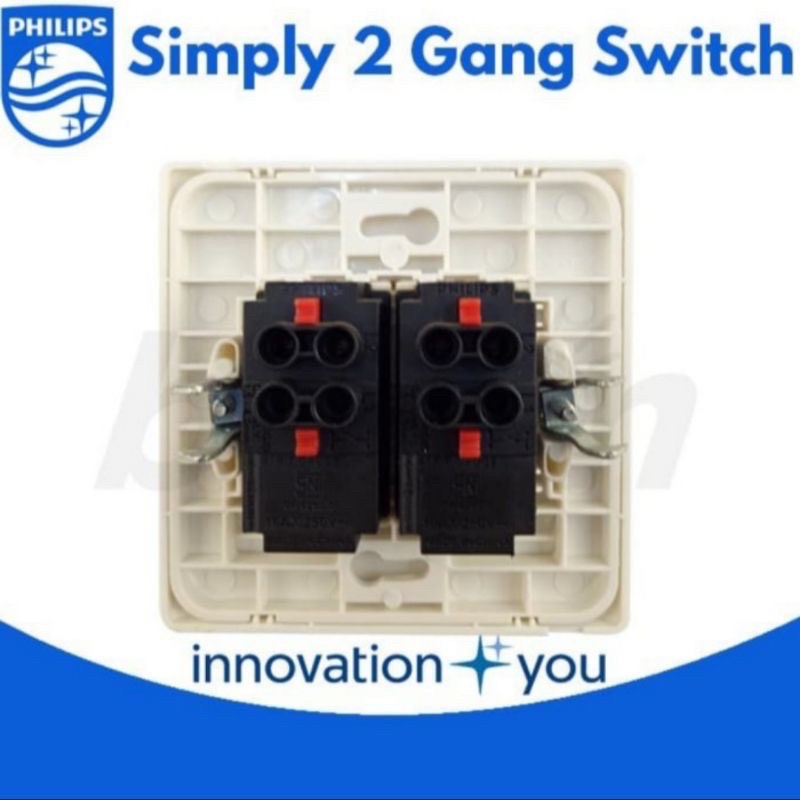 PHILIPS SIMPLY 2 GANG SWITCH IB SAKLAR SERI PUTIH INBOW DOUBLE TANAM GANDA