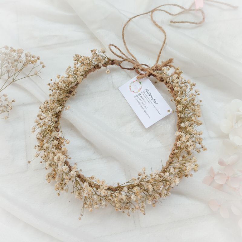 Dried Babybreath Crown / Flower Crown Babybreath Kering