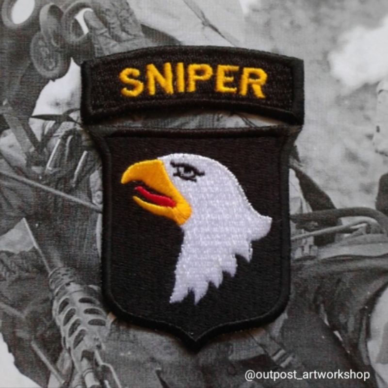 Patch 101st Airborne Division Sniper Tab US Army Emblem Bordir Military Airsoft