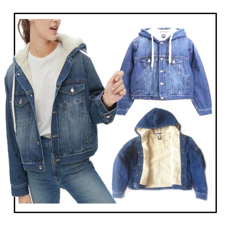 Gap Sherpa Woman Hoodie Denim Jacket ORI