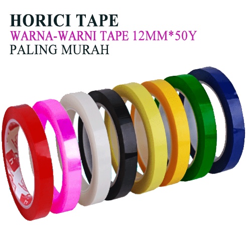 

HORICI TAPE 12MM*50Y WARNA-WARNI Perekat Murah Super Kuat LAKBAN ISOLASI WARNA-WARNI