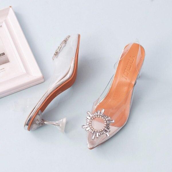 AGI0129 hak tinggi Bohemian Heels transparan kaca wanita import kekinian model terbaru cod jakarta-8
