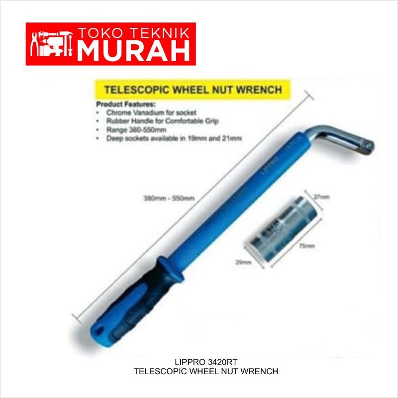 Lippro Kunci Roda Tarik 19-21mm / 3420YR Telescopic Wheel Nut Wrench