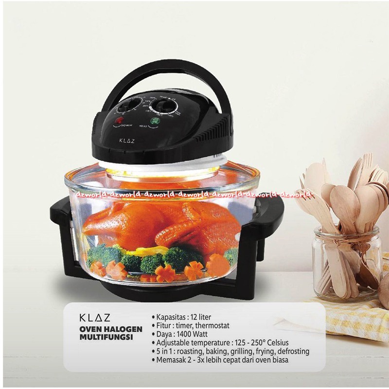 Klaz Multifunction Convection Oven 12L Alat Pemanggang menghangatkan Makanan Oven Halogen Multifungsi Ofen