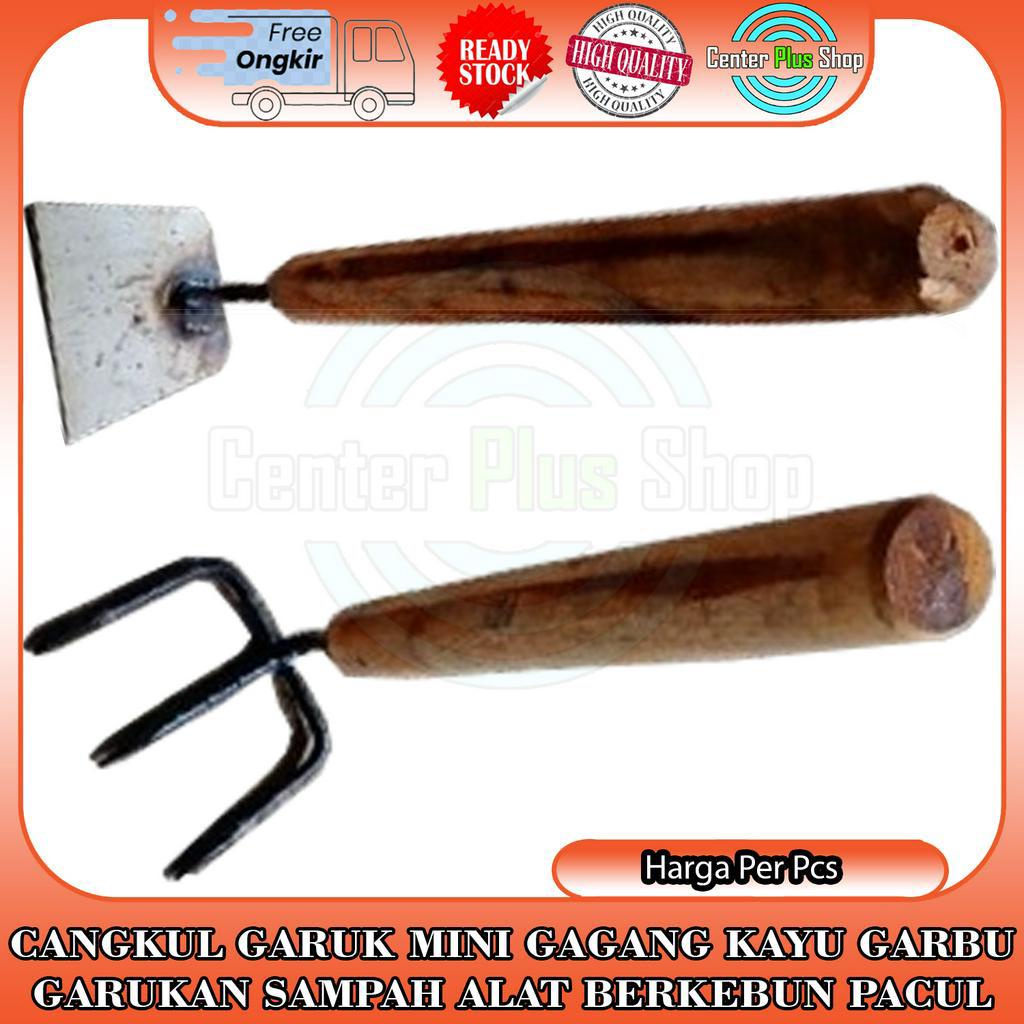 Cangkul Mini Garuk Taman Pacul Garukan Sampah Kecil Got Garpu Alat Berkebun Gagang Kayu Petel Banci 