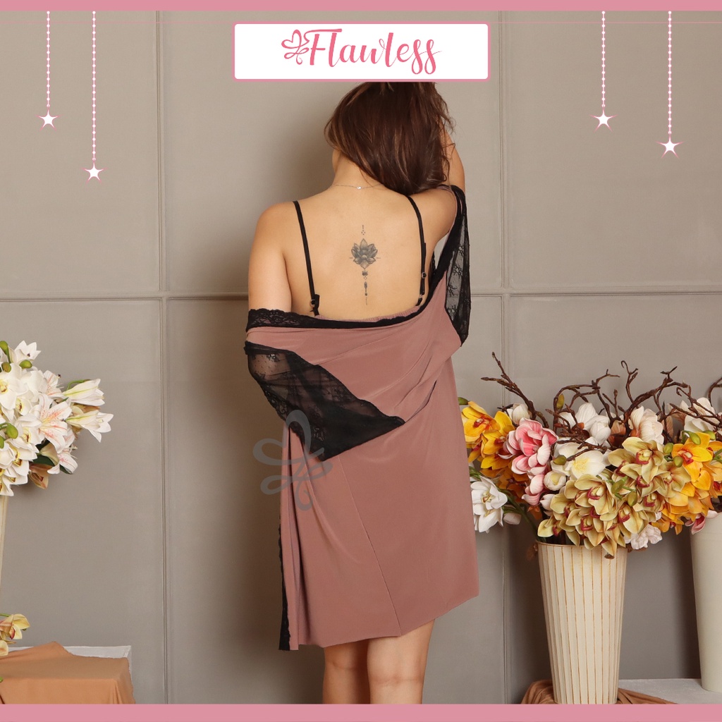 ALICE Lingerie Sexy Model Kimono Motif Renda Tidak Transparan Baju Tidur Wanita Piyama Seksi Baju Dinas Depan Suami Sleepwear-3