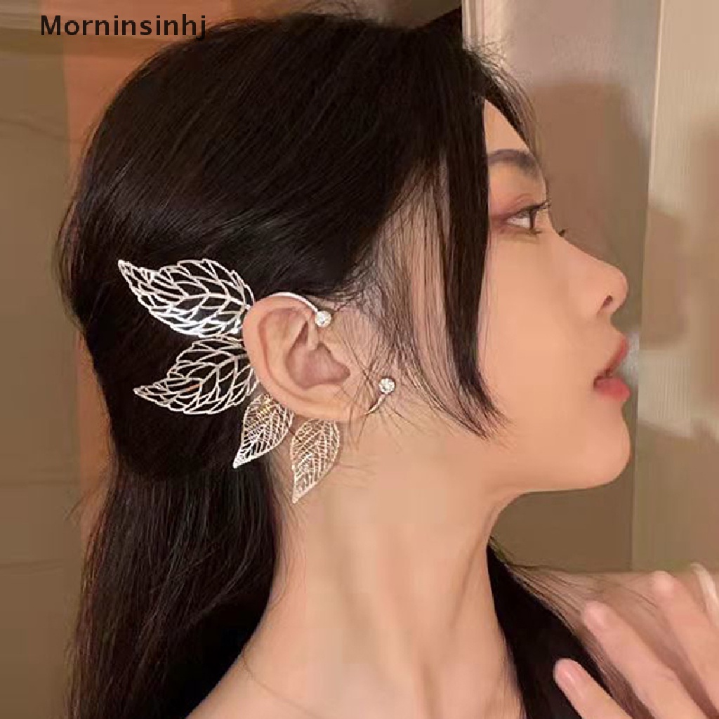 Mornin 1pc Chic Elf Manset Telinga Maple Leaf Berlubang Zircon Leaf Cosplay Peri Anting Klip Untuk Wanita Perempuan Pernikahan Ear Cuff Perhiasan id