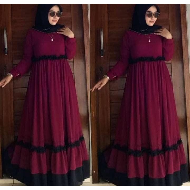 Sintia Dress Matt Ceruty BabyDoll Ld 110cm Pb 138cm Fashion Wanita Terbaru