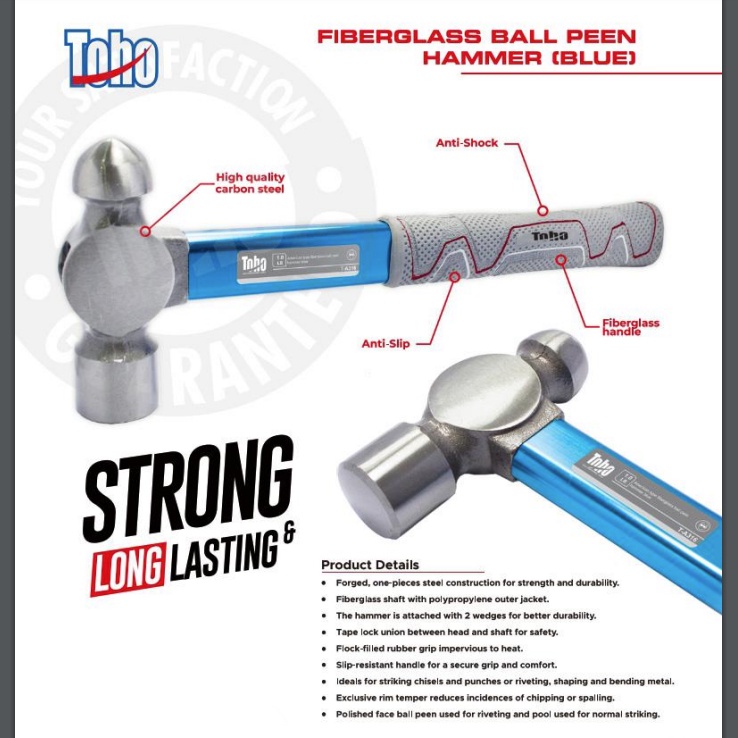 Toho T-A332 - Palu Konde Ball Pein Hammer Aluminium Handle 2LB - 32Oz