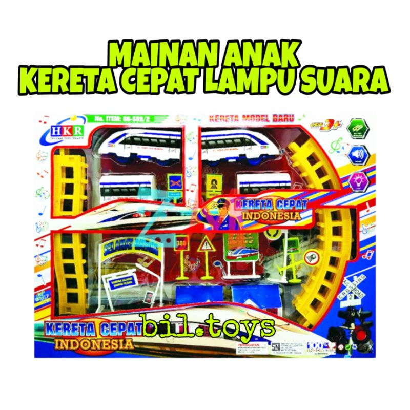 MAINAN ANAK KERETA BATERAI SET KERETA CEPAT INDONESIA LAMPU SUARA LAGU NAIK KERETA API