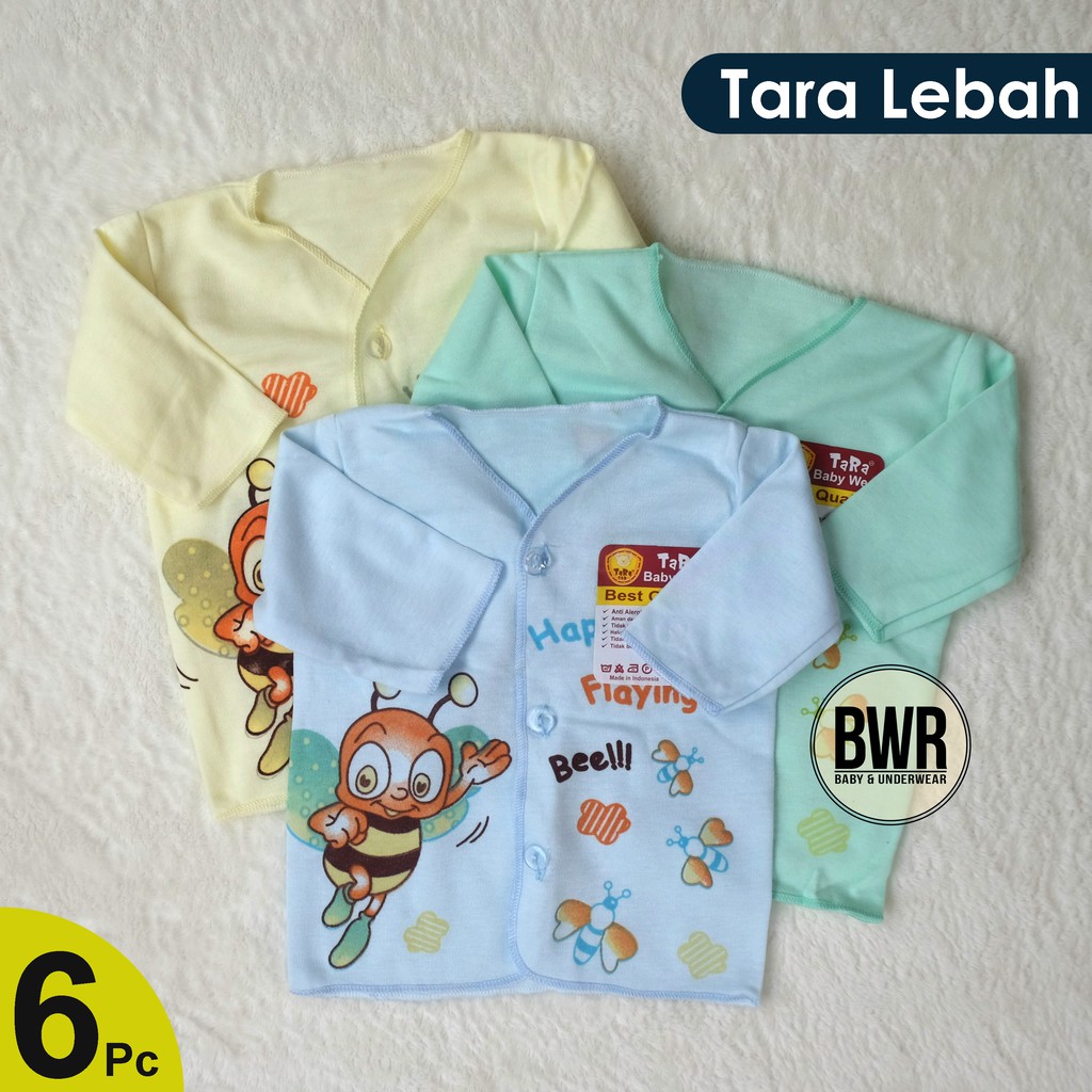 [6 pcs] - Baju Tara Lebah Warna PANJANG [ IV F2 ] Baju Bayi Kancing Motif Lebah