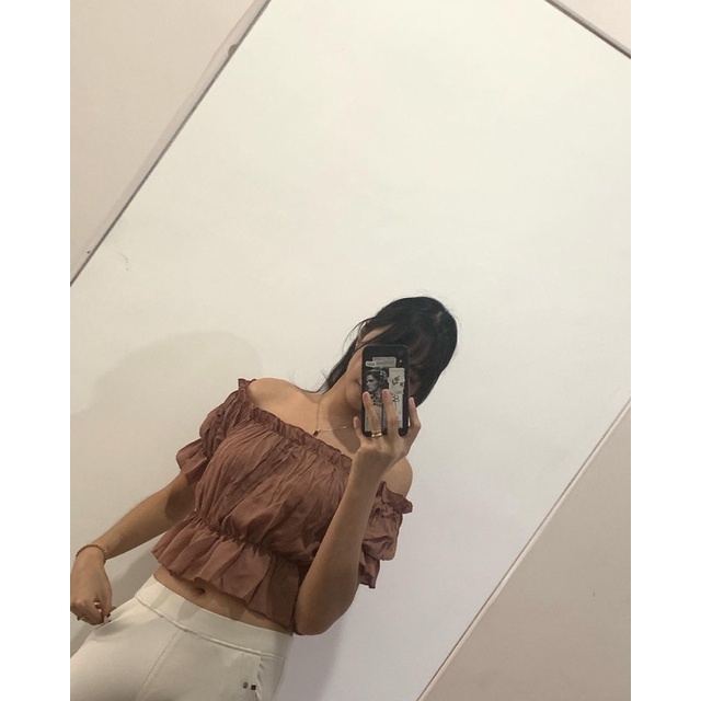 BRAVE BLOUSE | BAJU SABRINA | CROP TOP| BAJU KOREA