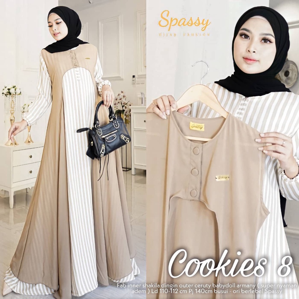 Gamis Terbaru 2021 Cookies Set 4 dan 8-Quenee Dress Big Size-Ukuran M L XL XXL XXXL 4L 5L-Baju Gamis