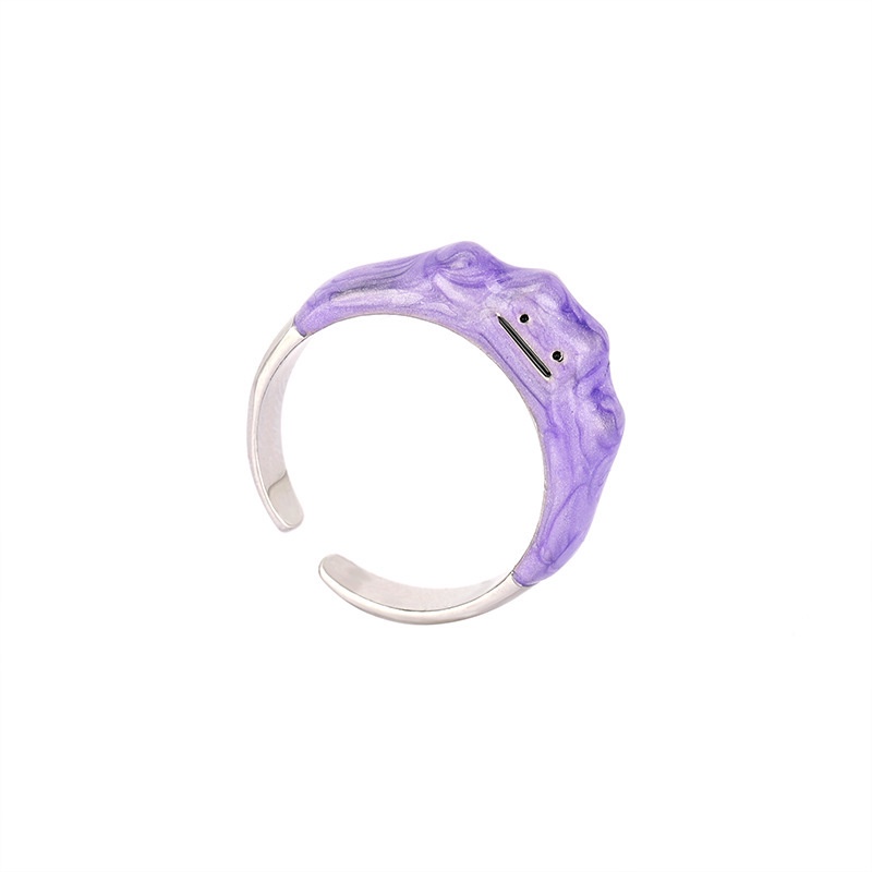 [Wanita Korea Lucu Ungu Smiley Monster Pembukaan Yang Dapat Disesuaikan Rings] [Fashion Wanita Elegan Halus Tipis Jari Cincin] [Hadiah Perhiasan Yang Indah Untuk Teman Gadis]