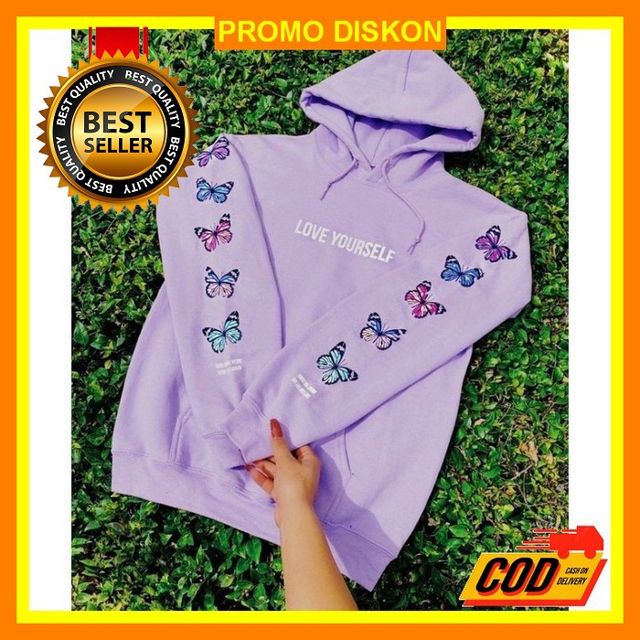 Sq12Cd Jaket Racing Flash/Jaket Racing Hell/Jaket Racing Start/ B QT432 Love Yourself Lilac Hoodie S