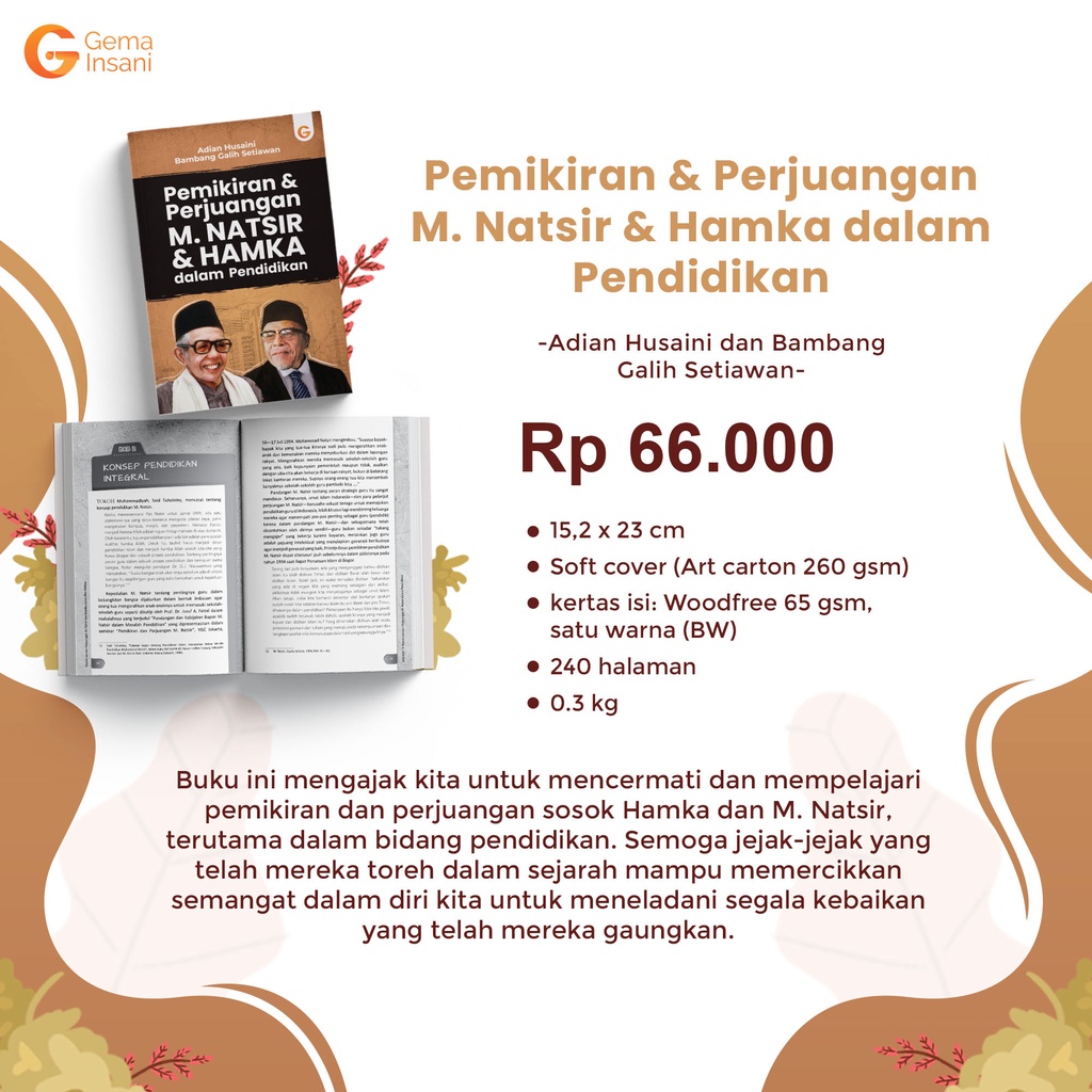 Buku Pemikiran dan Perjuangan M. Natsir dan Hamka dalam Pendidikan - Gema Insani 100% Original