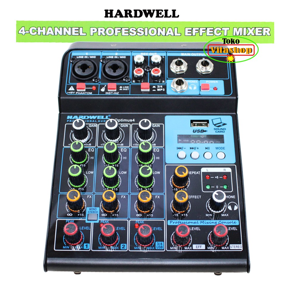 Mixer Hardwell Optimus 4 With Bluetooth Mp3 Soundcard Original Garansi