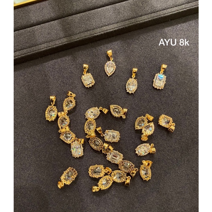 Liontin ayu gold emas asli kadar 375%/8karat mata swarovski