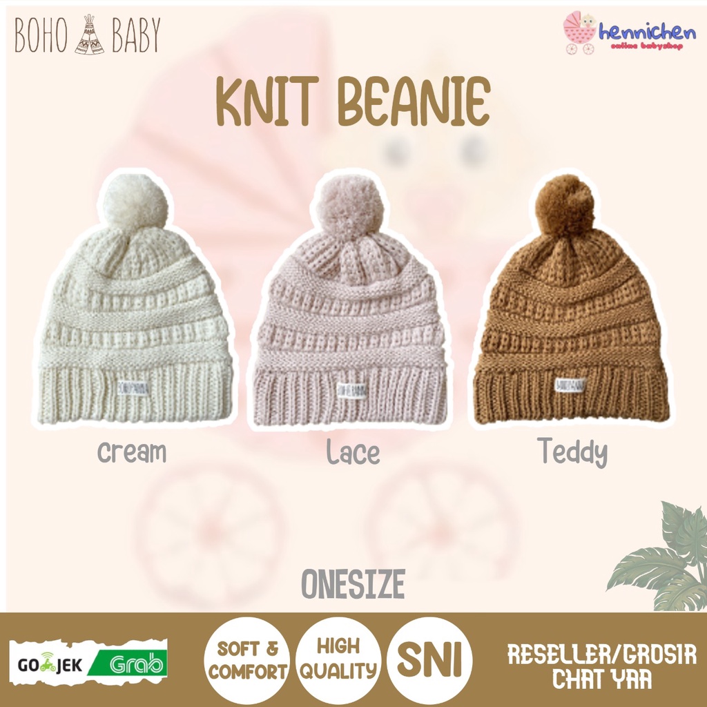 BOHOPANNA BOHO BABY BOHOBABY KNIT BEANIE HAT KID / BRAIDS BONNET KUPLUK ANAK TOPI ANAK BAHAN RAJUT