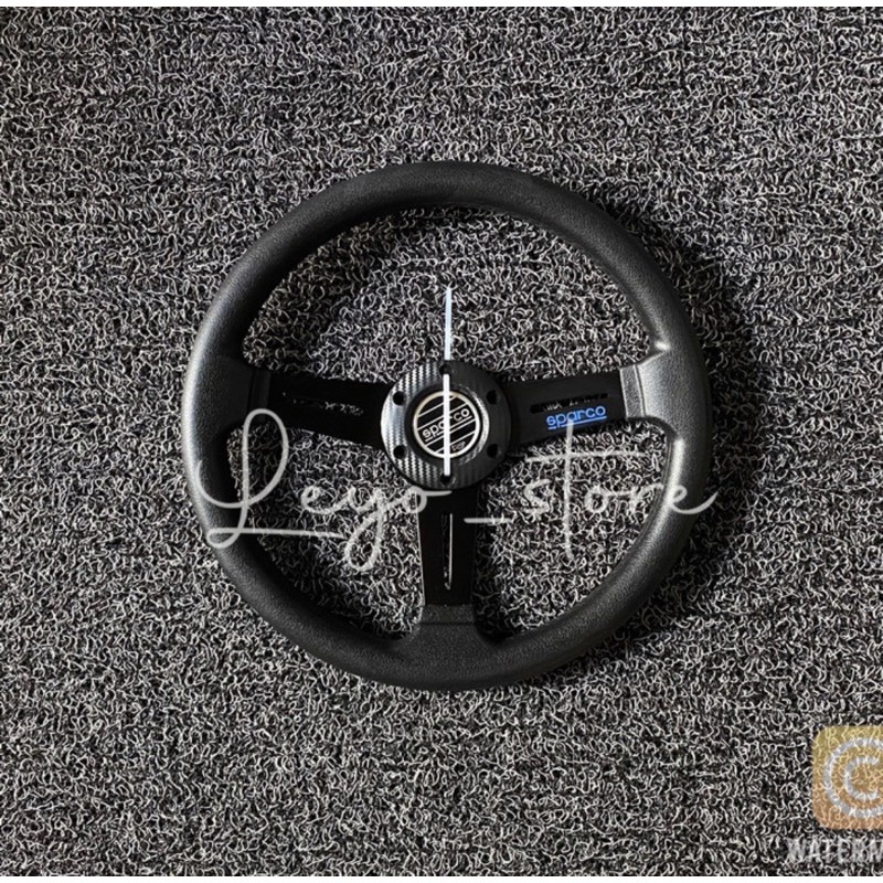 STIR STEER SETIR RACING WHEEL SPARCO 14 INCH INCI HITAM BLACK MOMO UNIVERSAL MOBIL