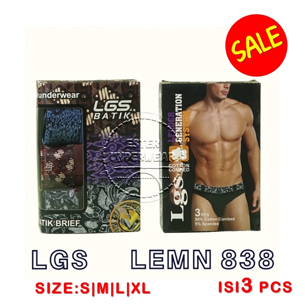 Celana Dalam LGS 838 ISI 3PCS|BRIEF LGS KARET MOTIF BATIK