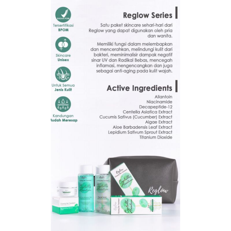 REGLOW SKINCARE SERIES (BELI 1 Paket FREE 3 HADIAH)  GLOW SKIN TREATMENT BY AMURA PAKET WAJAH-3