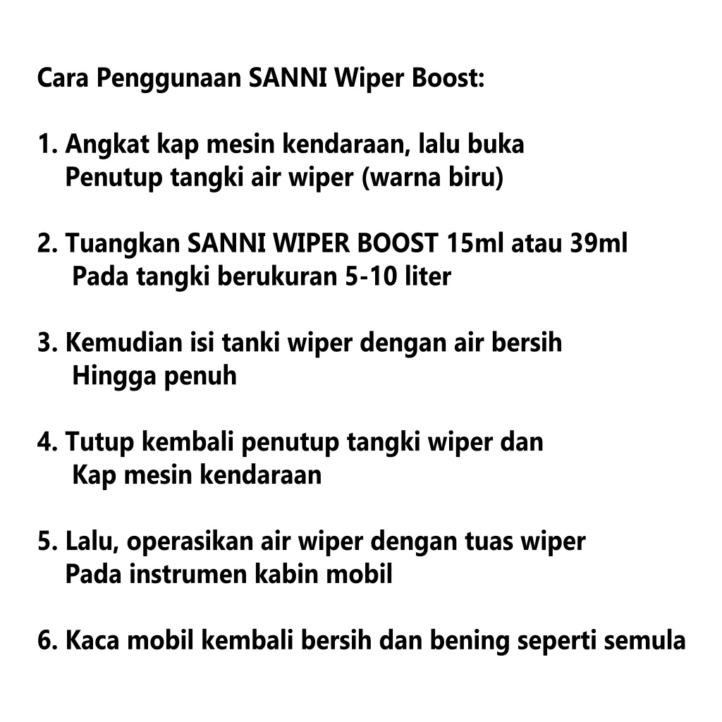 Cairan Wiper Mobil Wiper Fluid Pembersih Kaca Mobil Tangki Air SANNI