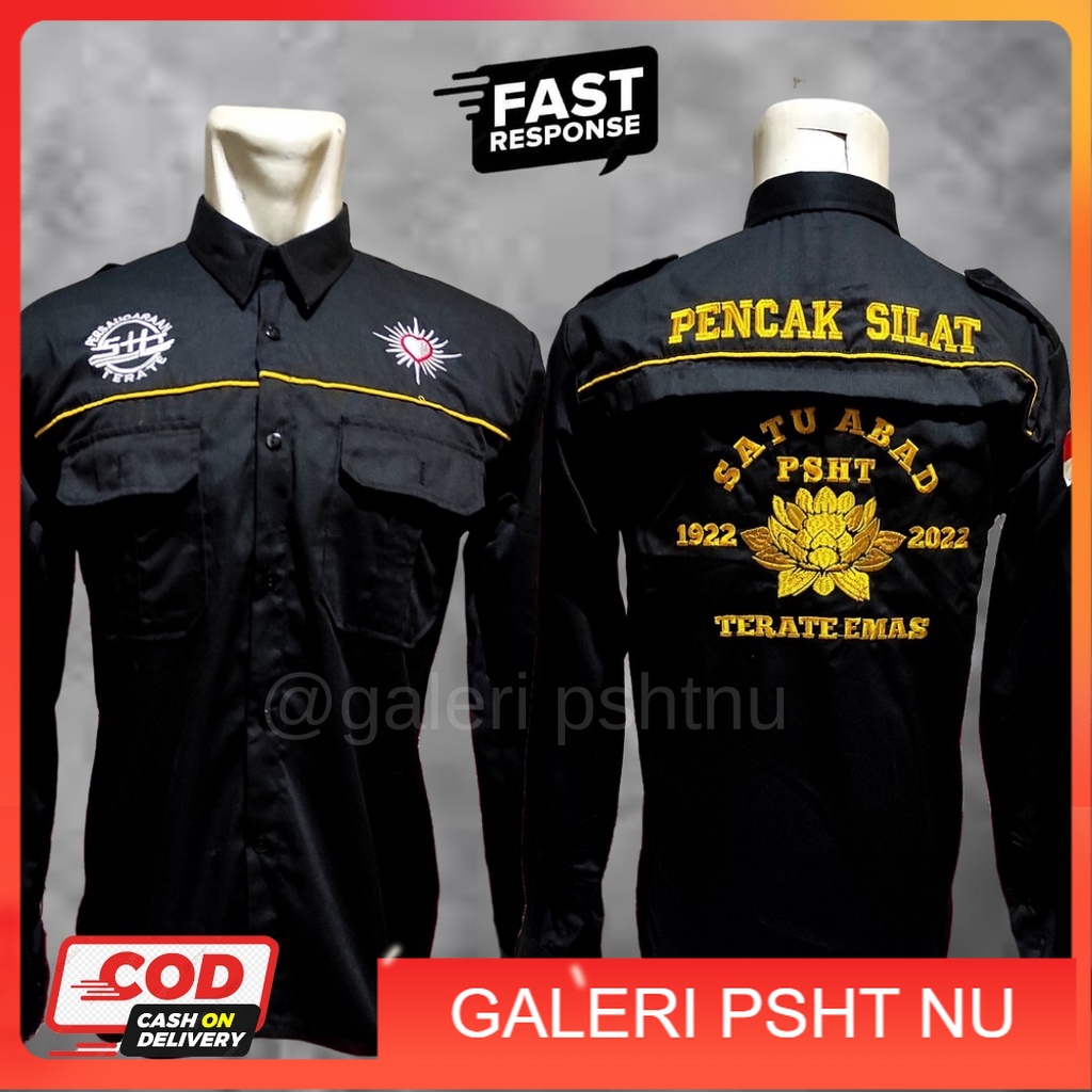 KEMEJA TERATE - KEMEJA TERATE EMAS - KEMEJA TERATE EMAS SATU ABAD - KEMEJA PSHT BORDIR - HEM PSHT - 