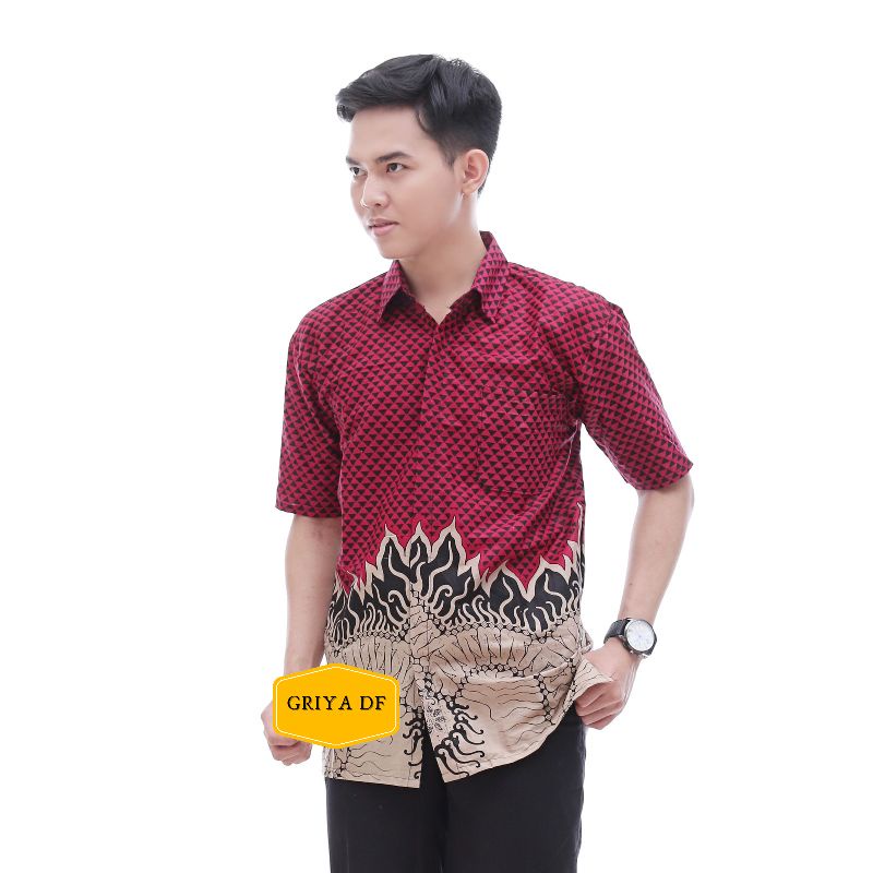 BATIK PRIA SIZE M L XL XXL  BSWART BatiK HRB026 Kenongo Hem Batik