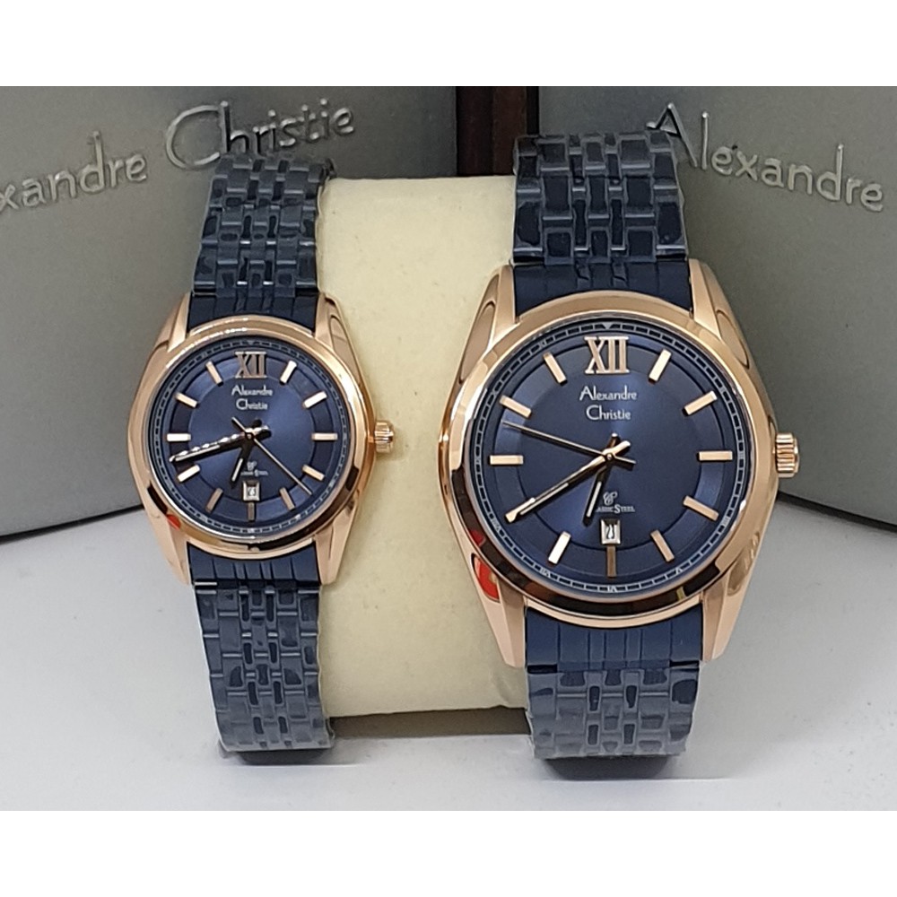 Alexandre Christie Ac 8501 / AC8501 Silver White Jam Tangan Couple (Bisa Beli Satuan)  Original