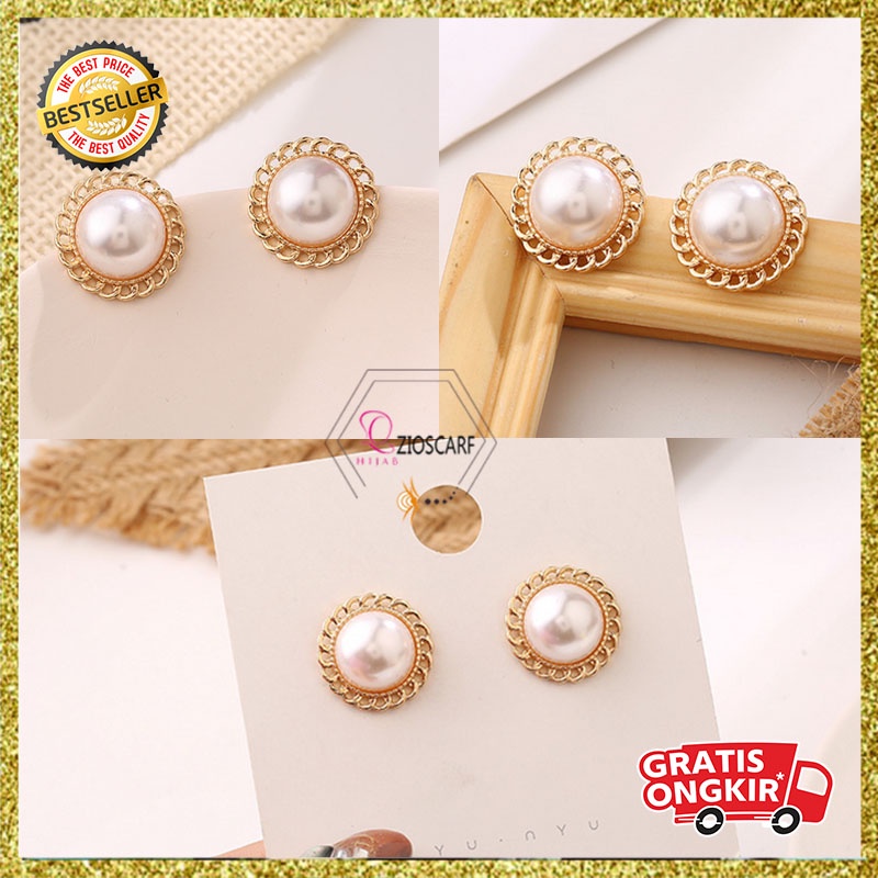 Anting Titanium Korea Perempuan Dewasa Hiasan Bulat Mutiara Pearl Aksesoris anting Fashion style Wanita korea ANT74