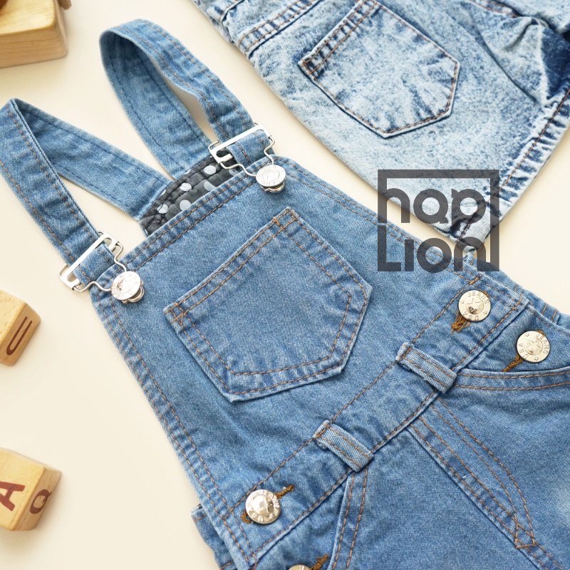 Overall Celana Pendek Jeans Anak Unisex Laki Perempuan 6 Bulan - 4 Tahun Baju Kodok | Haplion Kidswear