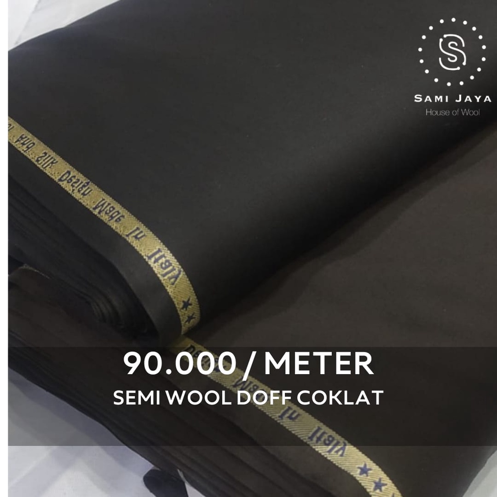 Kain Bahan Jas & Celana Wedding BOSS Semi Wool Doff Warna Coklat
