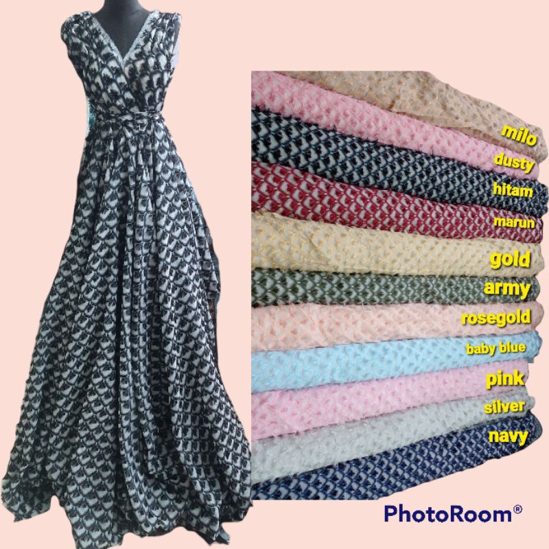 (COD) bahan kain rubi bulu motif /kain shifon rubi mewah/kain bulu rubi