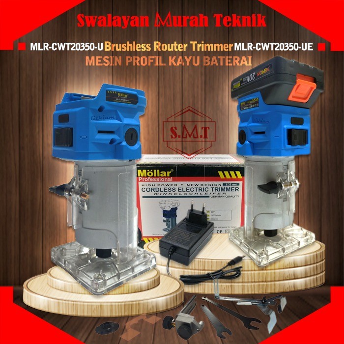 MOLLAR CWT20350-U/UE Router Wood Trimmer Cordless Mesin Profil Baterai