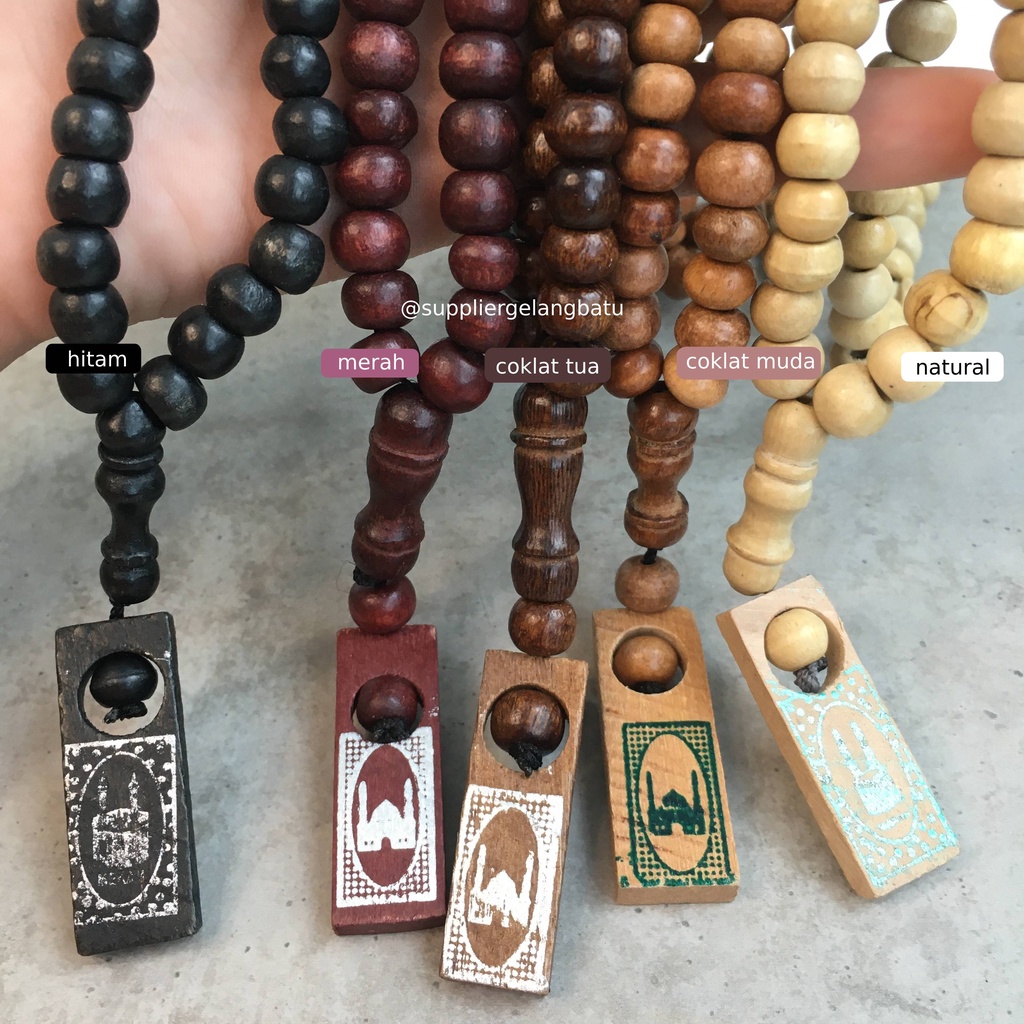 TASBIH KAYU wangi 99 BUTIR TASBIH SHOLAT SOUVENIR HAJI UMROH MUSLIM