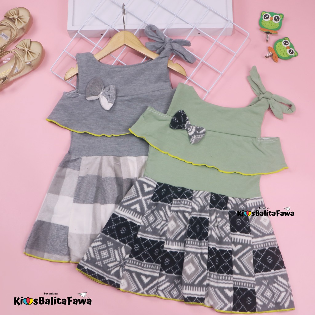 Dress Rachel uk 2-3 Tahun / Dres Model Baju Anak Perempuan Gaun Pesta Polos Motif Export Quality