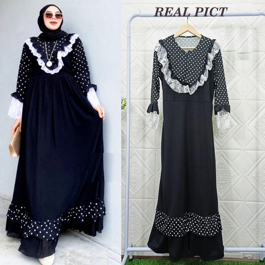 EMIKA POLKA DRESS BUSUI GAMIS ONDE RENDA CARLINA FASHION