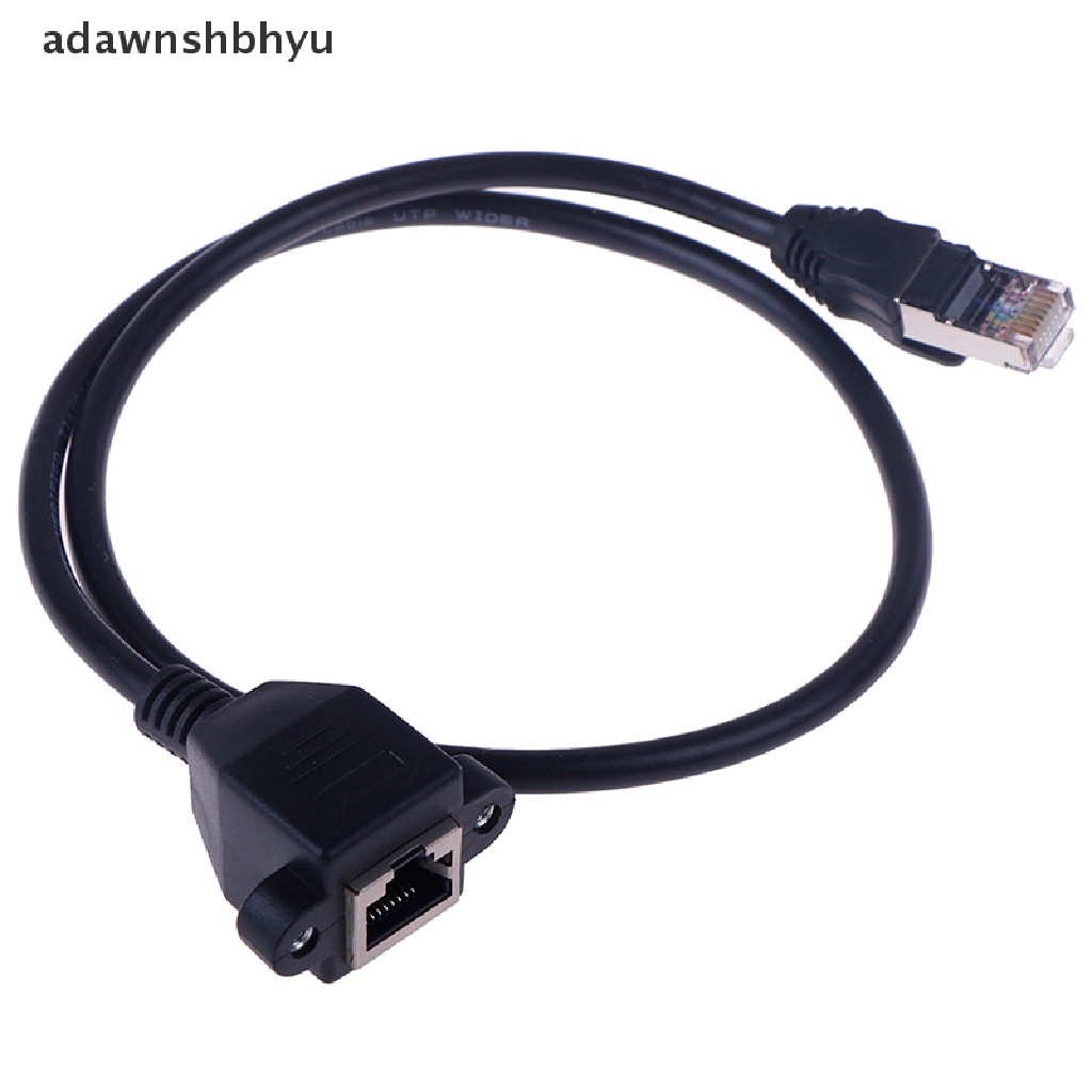 Adawnshbhyu 1Pc RJ45 Male to Female Screw Panel Mount Kabel Ekstensi Jaringan LAN Eterna