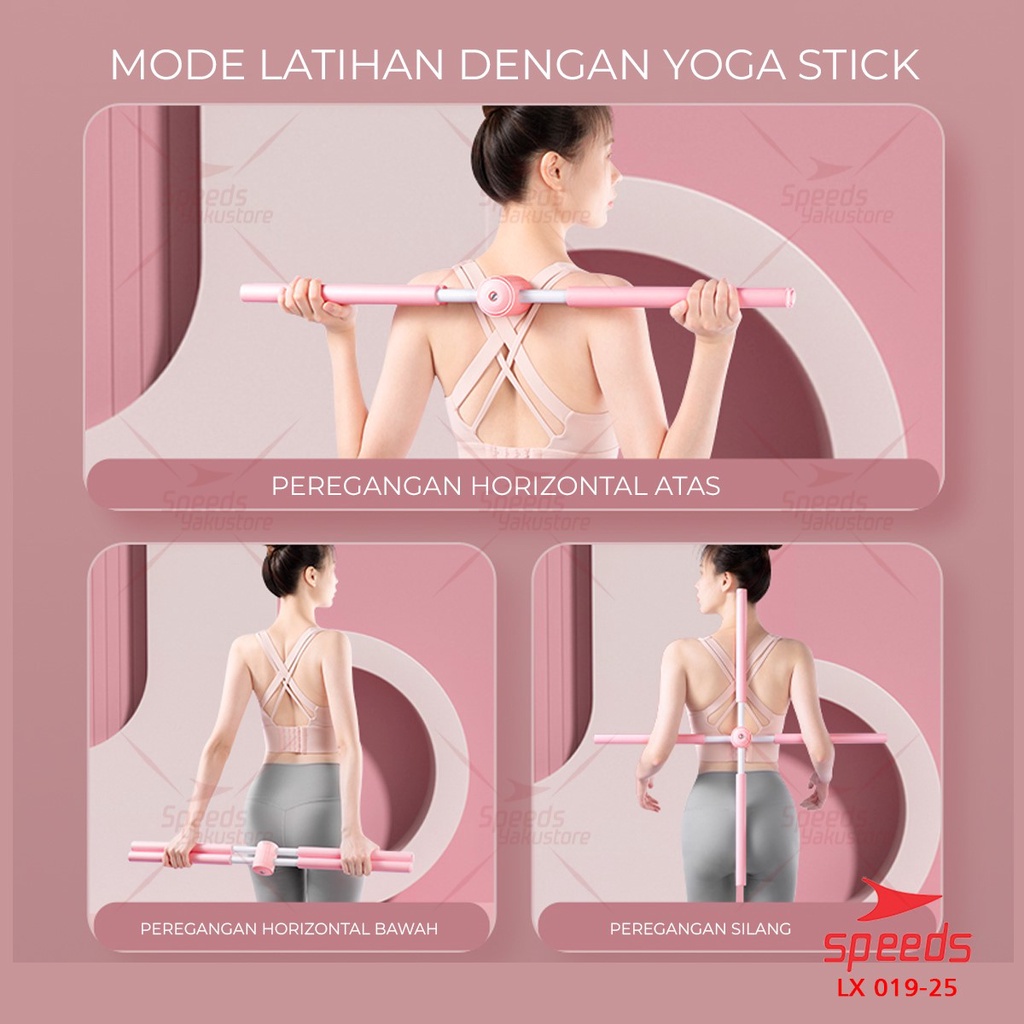 SPEEDS Tongkat Yoga Alat Olahraga Punggung Yoga Stick Lipat Alat Penegak Punggung 019-25