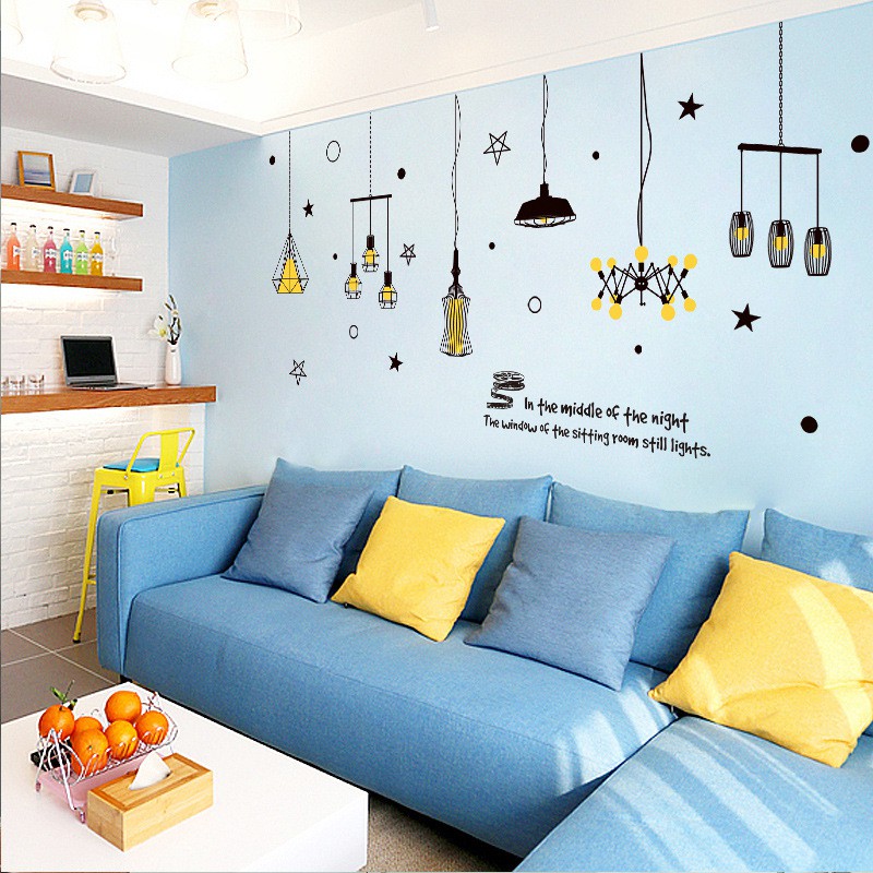 RELIZA WALL STICKER 60X90 LAMP LAMPU GANTUNG HITAM CRISTAL STIKER DINDING XL8268