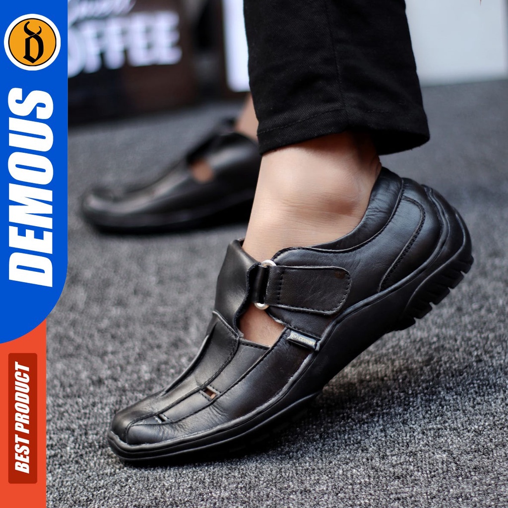 DEMOUS Drakke - Sepatu Slip On Pria Casual Kulit Asli